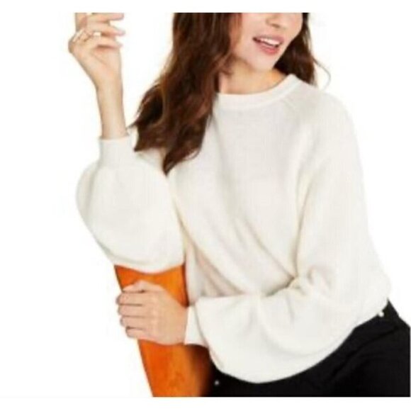 Charter Club Casmere Sweater Womens Medium Brushed Balloon Sleeve Ivory Classic - Picture 1 of 9